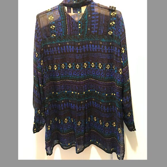 Chicos - Classic Colorful print sheer Rayon top Size 3 (size 16) - Picture 2 of 9